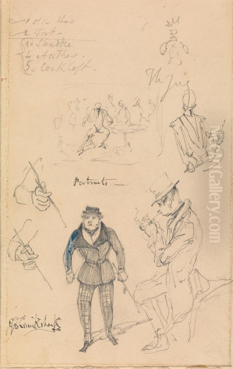 Figure Studies Oil Painting by George Cruikshank I