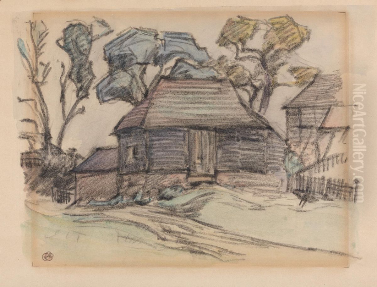 A Sussex Barn Oil Painting by Robert Bevan