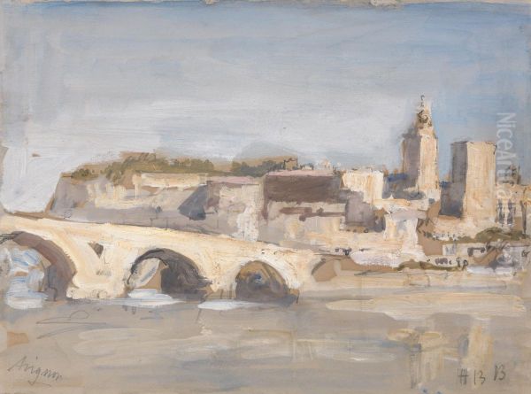Bridge over a River Oil Painting by Hercules Brabazon Brabazon