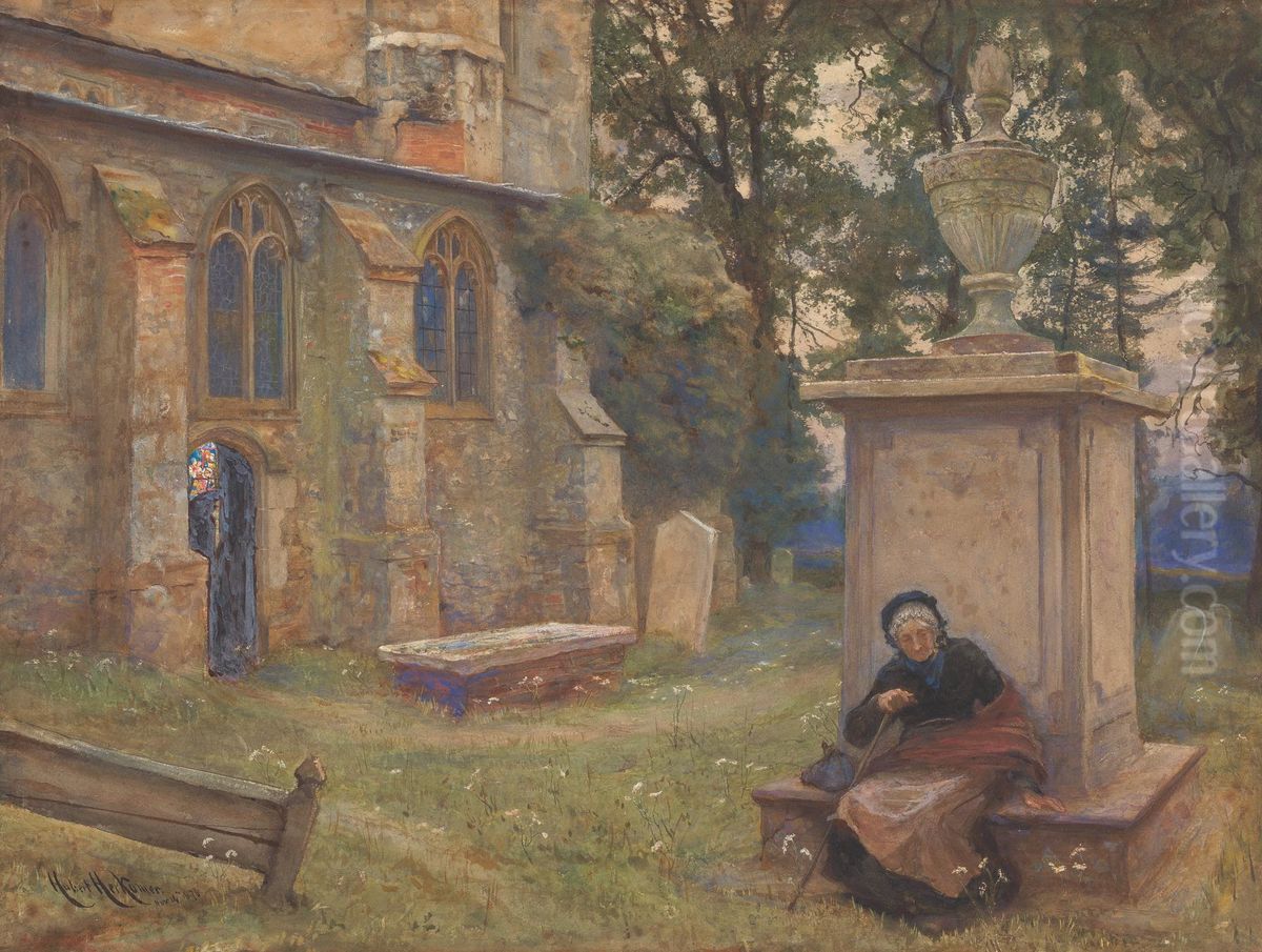 Aldenham Church Oil Painting by Hubert von Herkomer