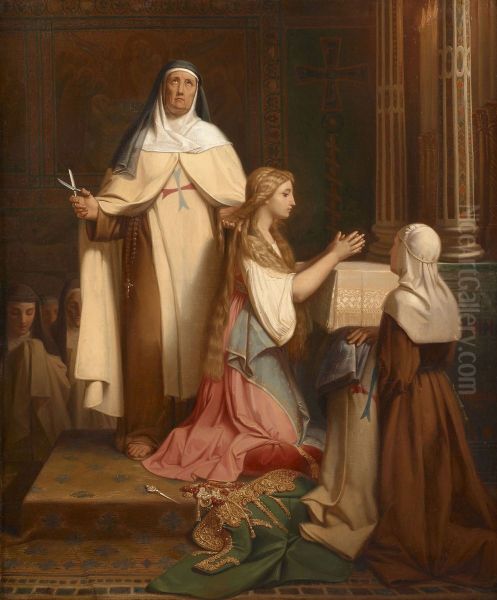 Une prise de voile Oil Painting by Adolphe Roger