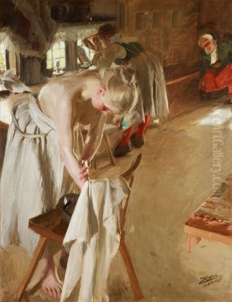 Sondagsmorgon Oil Painting by Anders Zorn