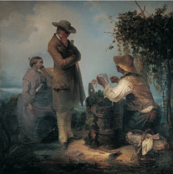 Grape harvest in Tuscany Oil Painting by Vincenzo Cabianca