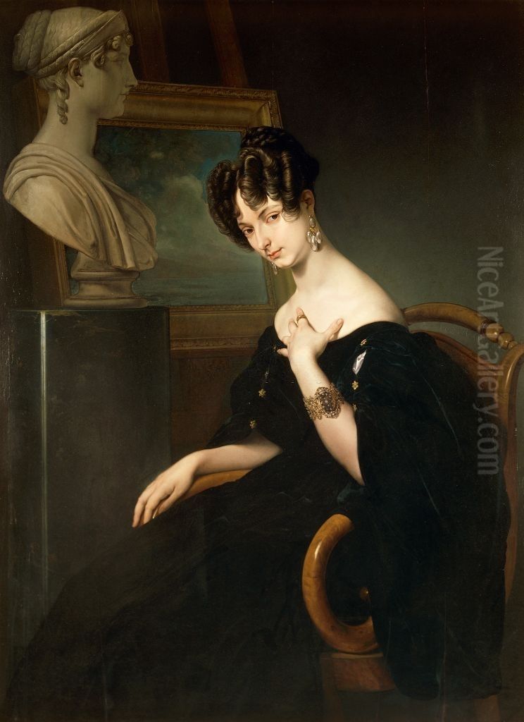 Portrait of Cristina Trivulzio Belgiojoso Oil Painting by Francesco Hayez