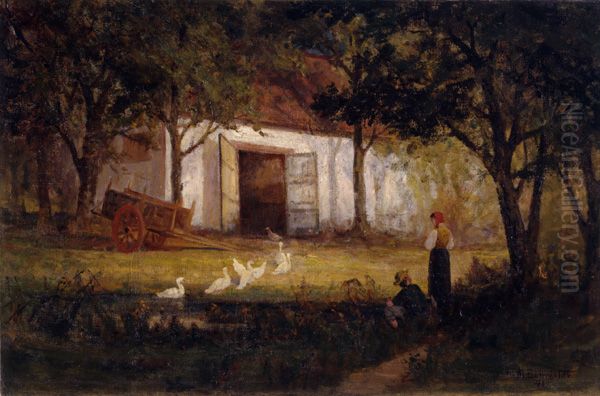 After the Bath Oil Painting by Edward Mitchell Bannister