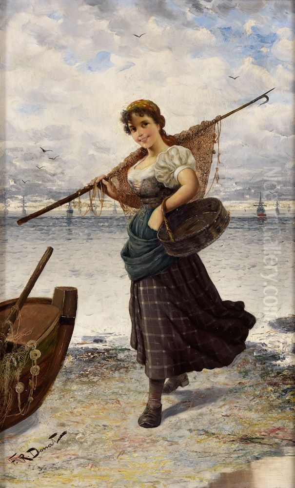 The Pretty Fishergirl Oil Painting by Frederick Reginald Donat