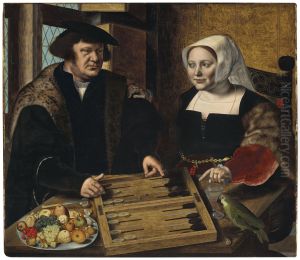 Portrait of a couple playing trictrac