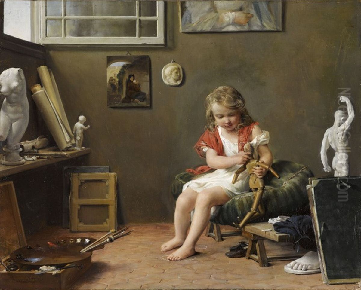 Studio Interior Oil Painting by Marie-Amelie Cogniet