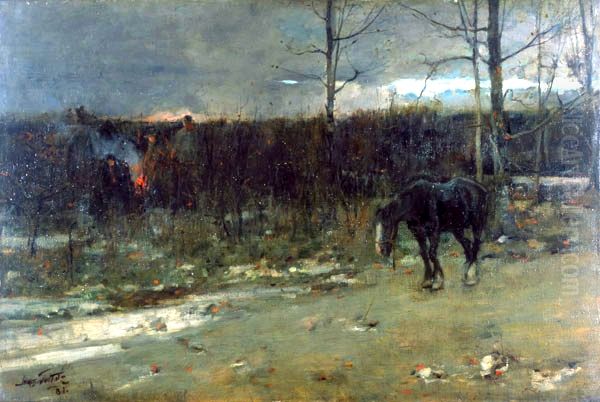 The Gypsy Fires are burning for Daylight's Past and Gone Oil Painting by James Guthrie