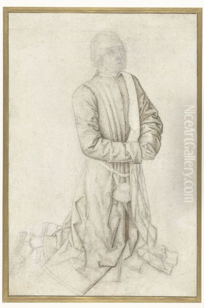 Study of a kneeling man, probably a donor Oil Painting by Dieric Bouts