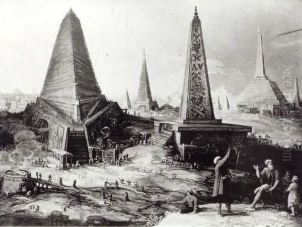 The Egyptian pyramids. Oil Painting by Ambrosius Francken I