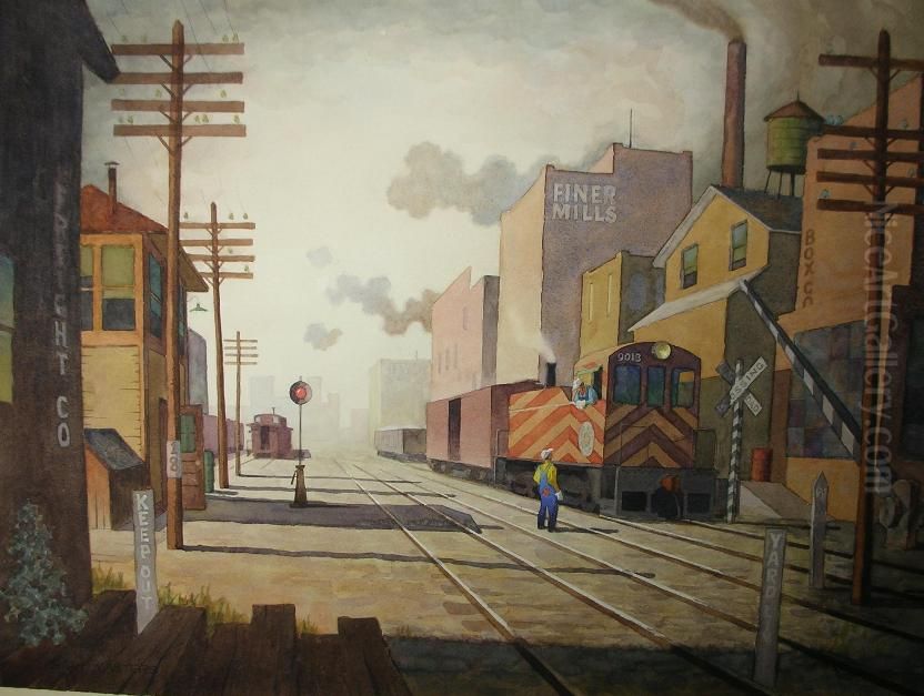 Yard Switcher Oil Painting by Stan Masters