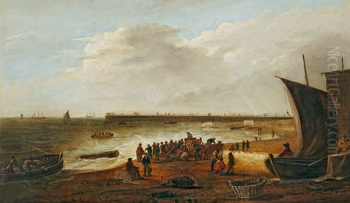 Yarmouth Beach, Norfolk Oil Painting by Robert Ladbrooke