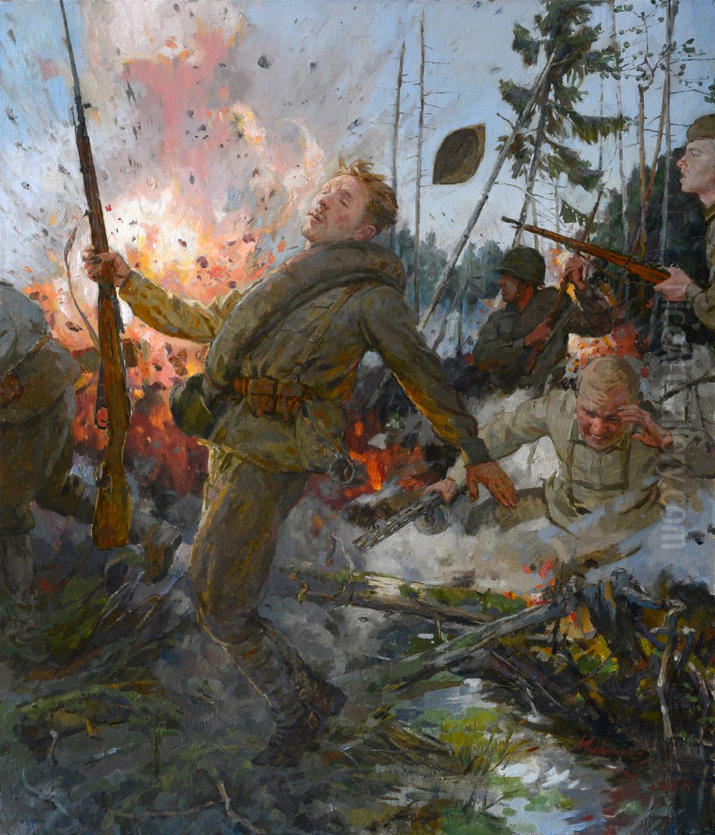 <<A ubit podo Rzevom>> Oil Painting by Andrei Mironov