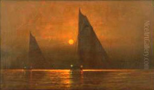 sailing at dusk Oil Painting by Charles S. Dorion