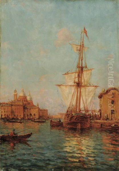 Venetian View Oil Painting by Sefredo Caldini