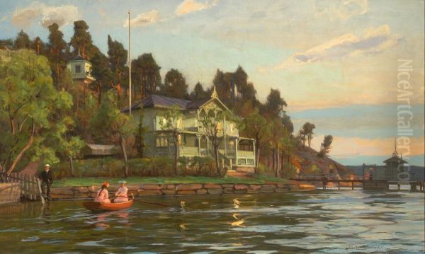 Scene fromHirvensalo Oil Painting by Victor Westerholm
