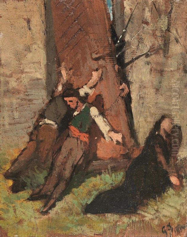 The conspiracy of Tuscan patriots Oil Painting by Giovanni Fattori
