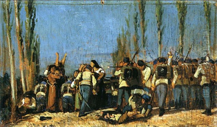 Le stragi di Mantova Oil Painting by Giovanni Fattori