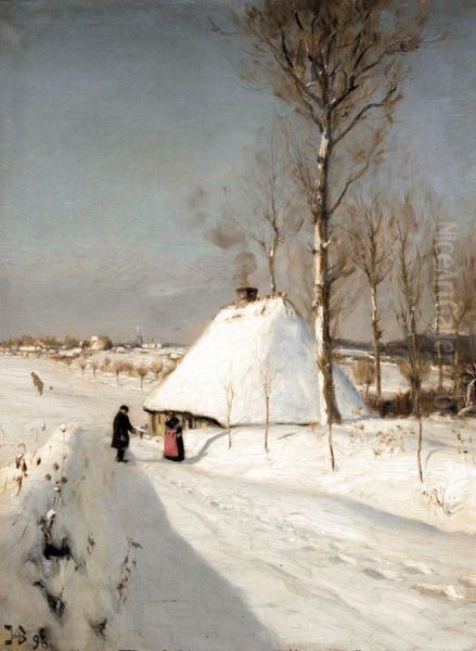 Vinterlandskab. Oil Painting by H. A. Brendekilde