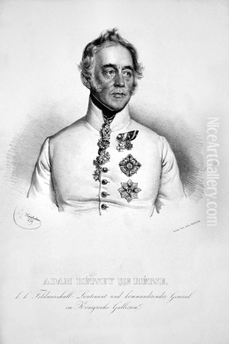 Adam Retsey de Reste (1775-1852), Imperial and Royal general of the Artillery, Knight of the Maria Theresa Order Oil Painting by Josef Nikolaus Kriehuber