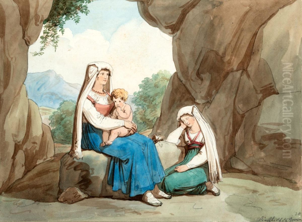 Ciociare dello Stato Romano Oil Painting by Bartolomeo Pinelli