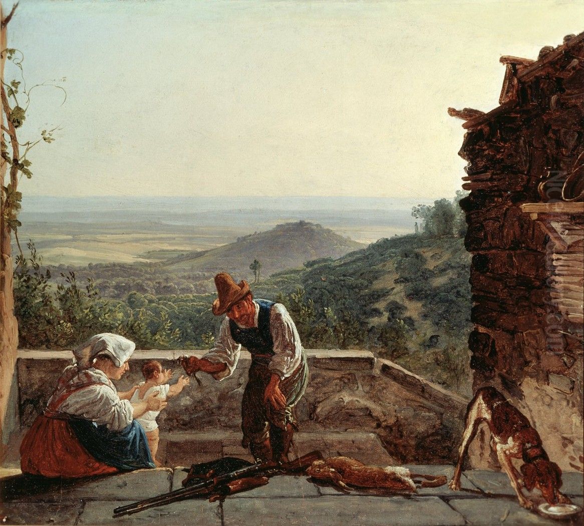 Genre scene in the Roman countryside Oil Painting by Franz Ludwig Catel