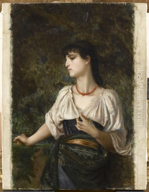 Bibiana (Forget me not) Oil Painting by Ernest Hebert