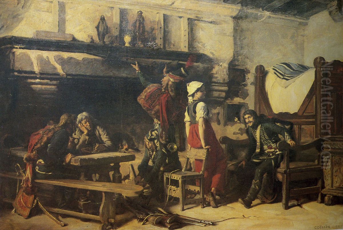 Pacification de la Vendee, 9e Hussards en 1795 Oil Painting by Charles-Alexandre Coessin de la Fosse