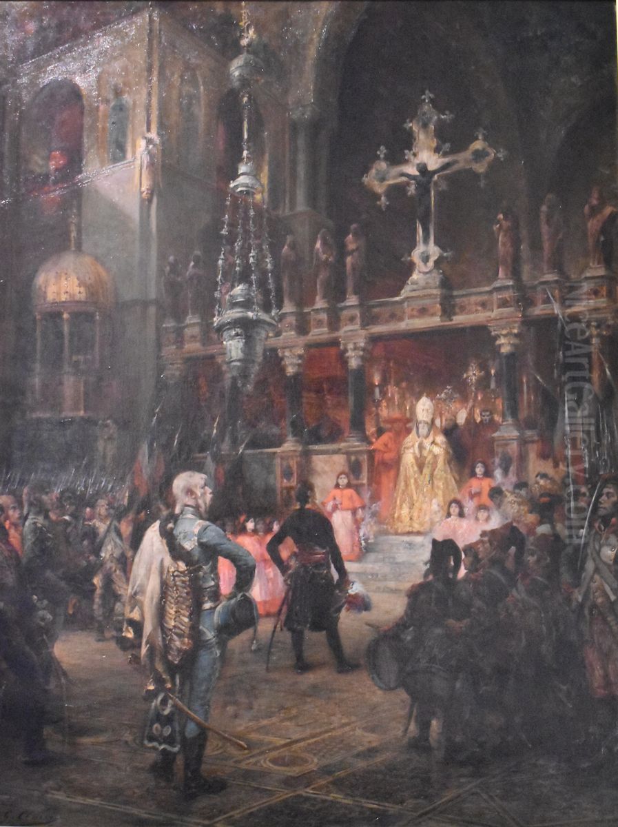 L'armee francaise dans l'eglise San Marco a Venise Oil Painting by Georges Clairin