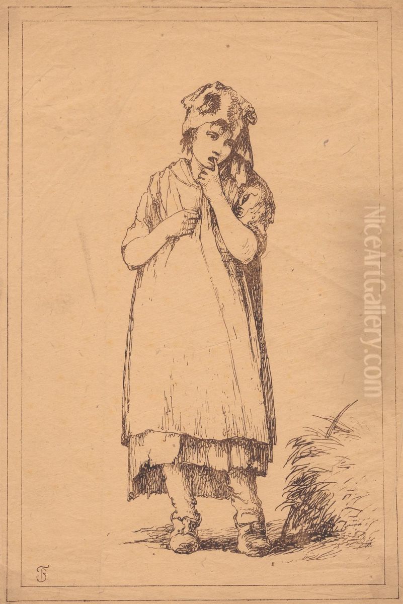 Subjects copied from Barker's Rustic Figures Oil Painting by Thomas Barker