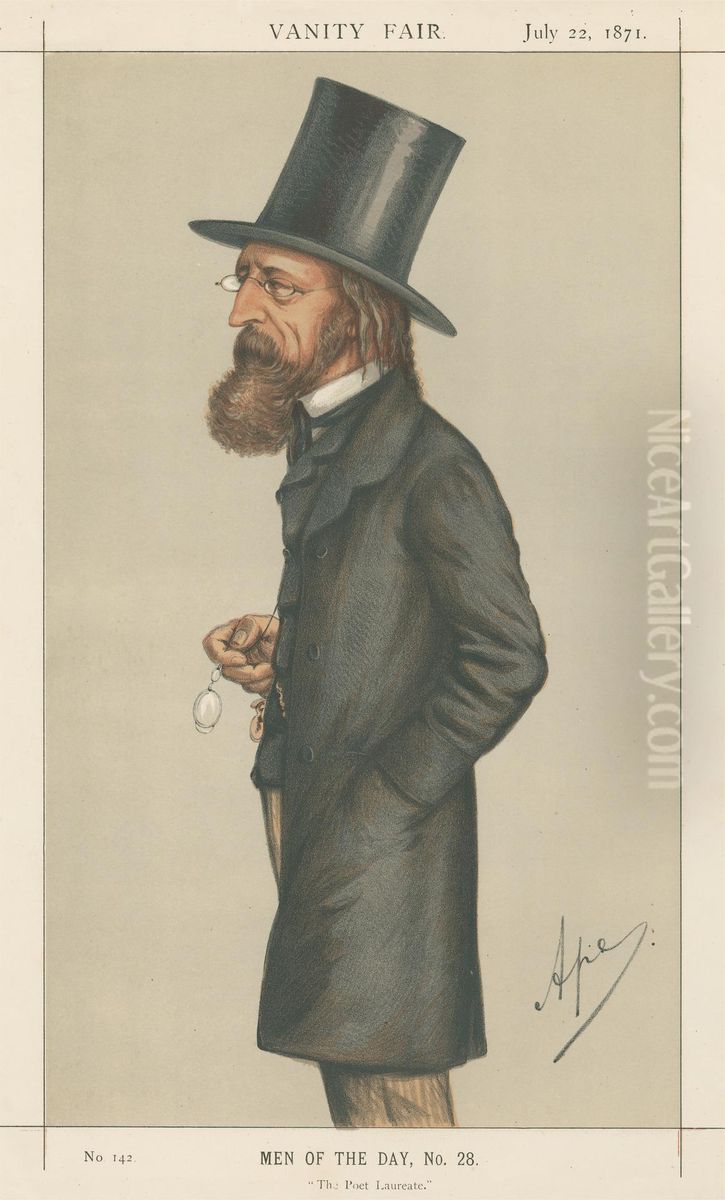 The Poet Laureate, Lord A. Tennyson (Vanity Fair series) Oil Painting by Carlo Pellegrini