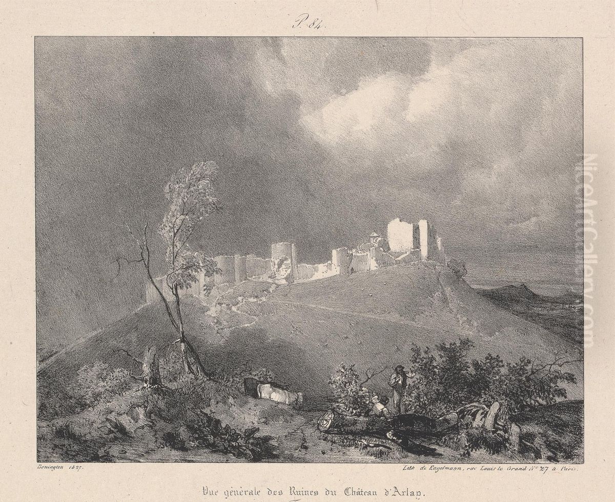 Vue Generale des Ruines du Chateau d'Arlay Oil Painting by Richard Parkes Bonington
