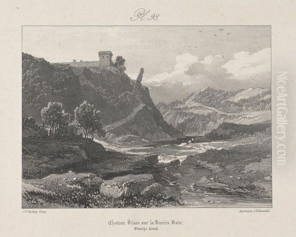 Chateau Vilain sur la Riviere Dain, Franche Comte Oil Painting by James Duffield Harding