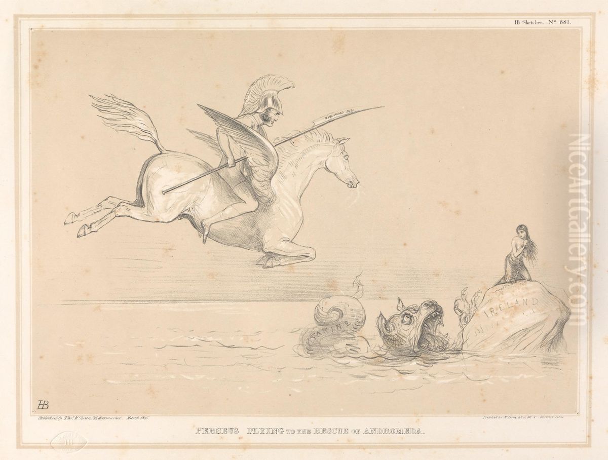 Perseus Flying to the Rescue of Andromeda Oil Painting by John (H.B.) Doyle