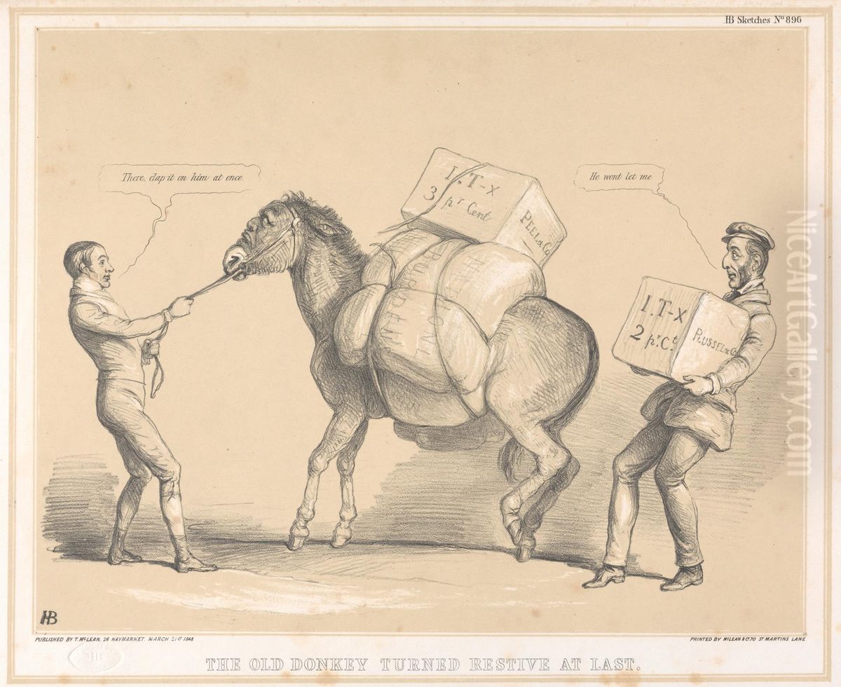 The Old Donkey Turned Restive at Last Oil Painting by John (H.B.) Doyle