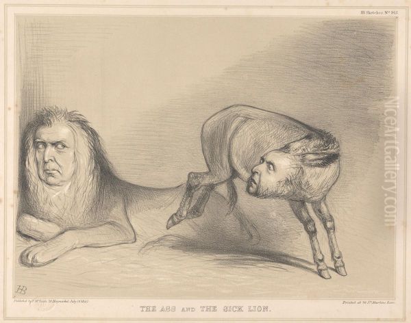 The Ass and the Sick Lion Oil Painting by John Doyle