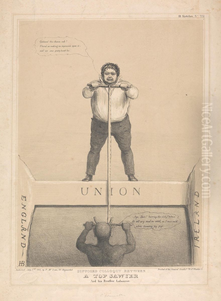 Supposed Colloquy between a Top Sawyer and his Brother Labourer Oil Painting by John (H.B.) Doyle