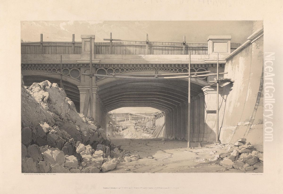 Hampstead Road Bridge, September 5th, 1836 Oil Painting by John Cooke Bourne