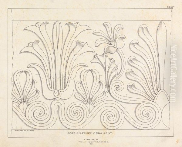 Grecian Frieze Ornament Oil Painting by Augustus Pugin