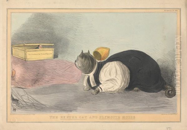 The Exeter Cat and Plymouth Mouse Oil Painting by John (H.B.) Doyle