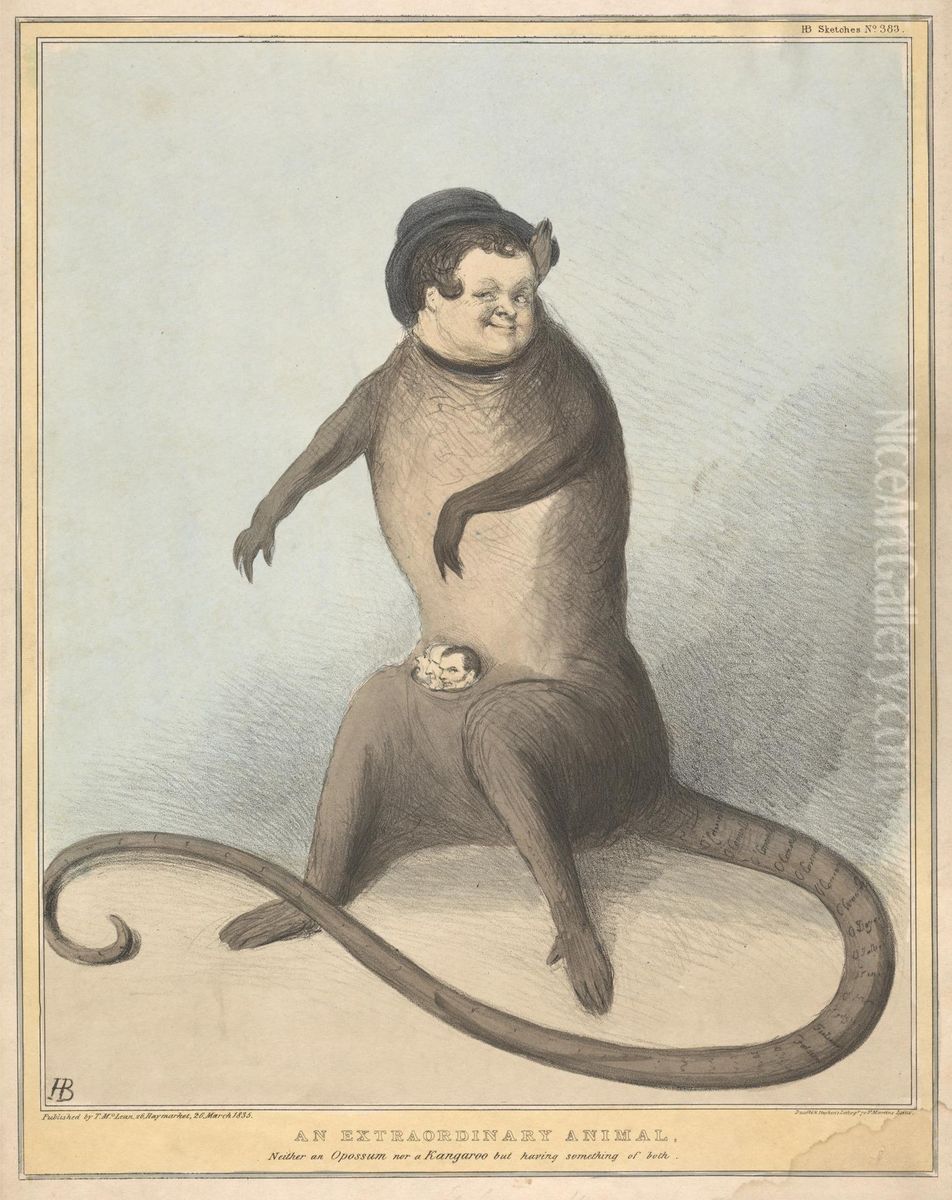 An Extraordinary Animal, Neither an Opossum nor a Kangaroo but Having Something of Both Oil Painting by John (H.B.) Doyle