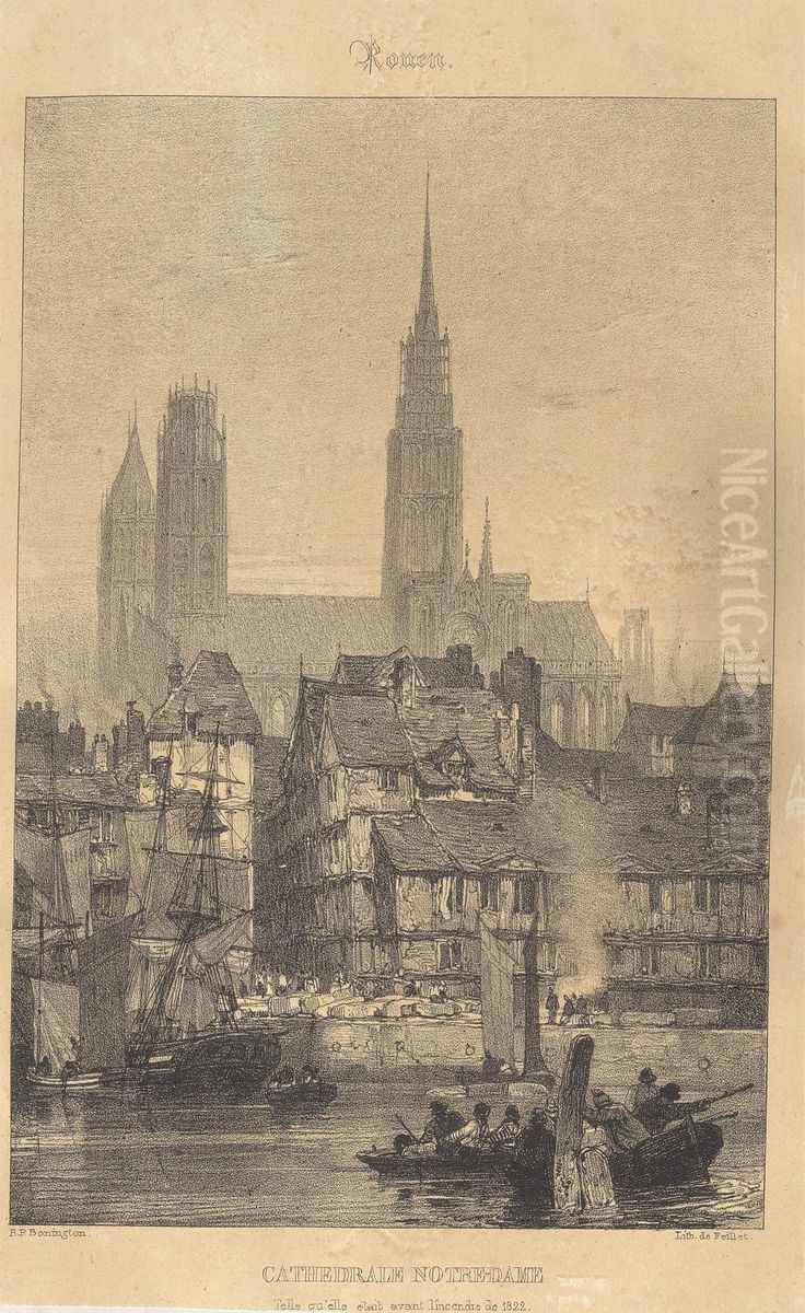 Rouen - Cathedrale Notre-Dame Oil Painting by Richard Parkes Bonington