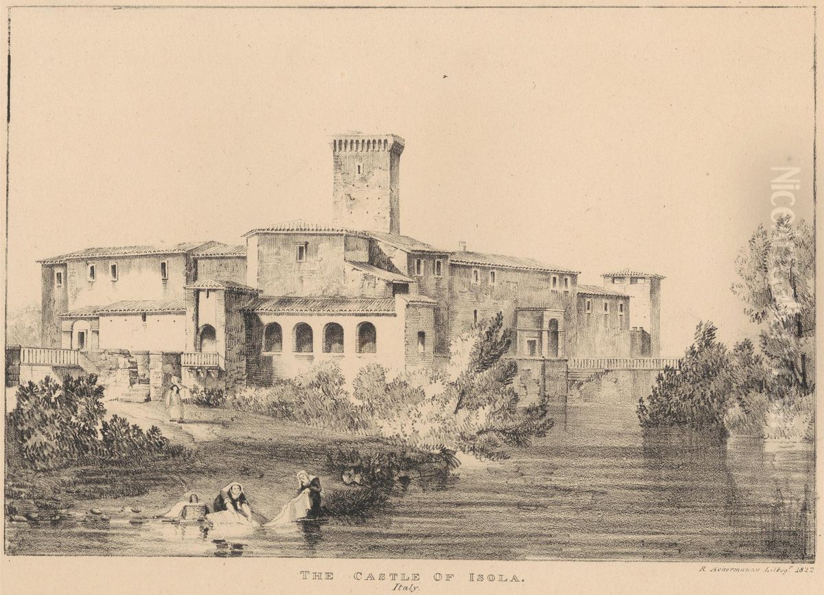 The Castle of Isola, Italy Oil Painting by Rudolph Ackermann