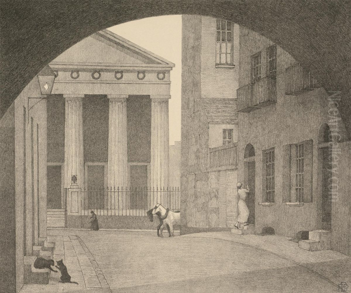A London Church Oil Painting by Robert Bevan
