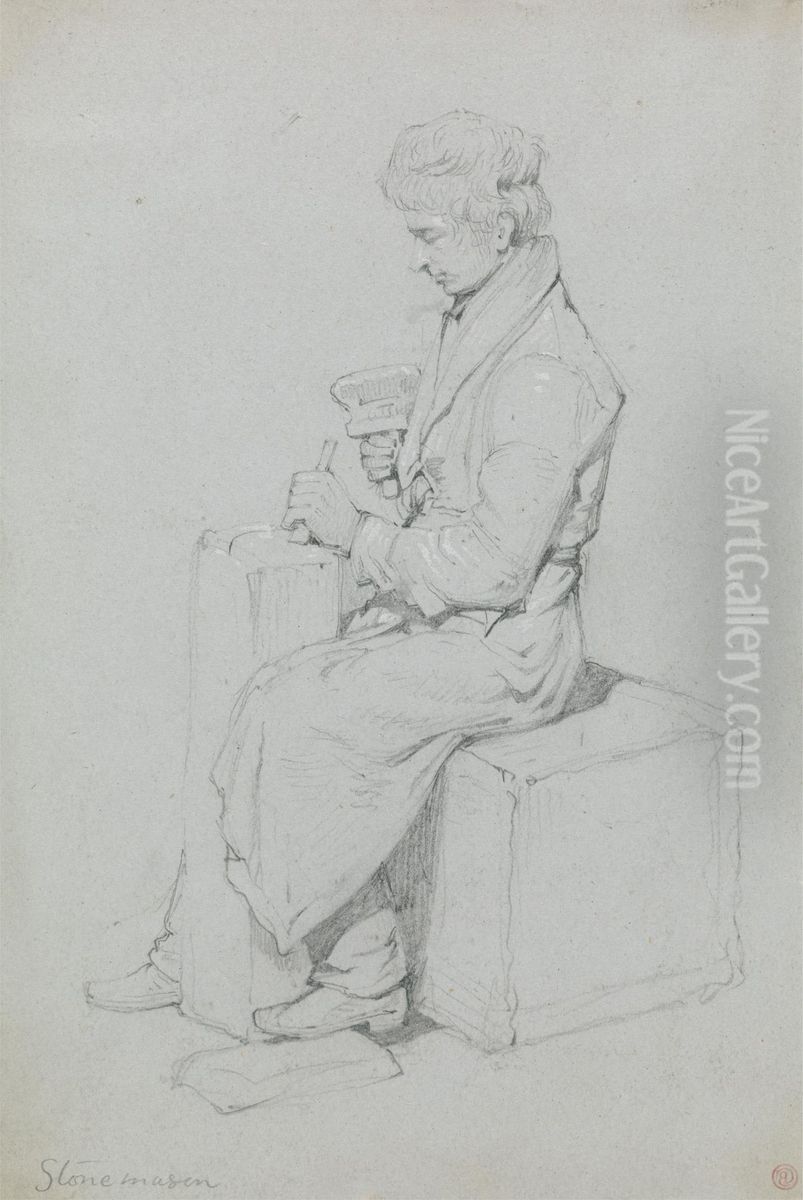 Stone Mason Oil Painting by Edward Duncan