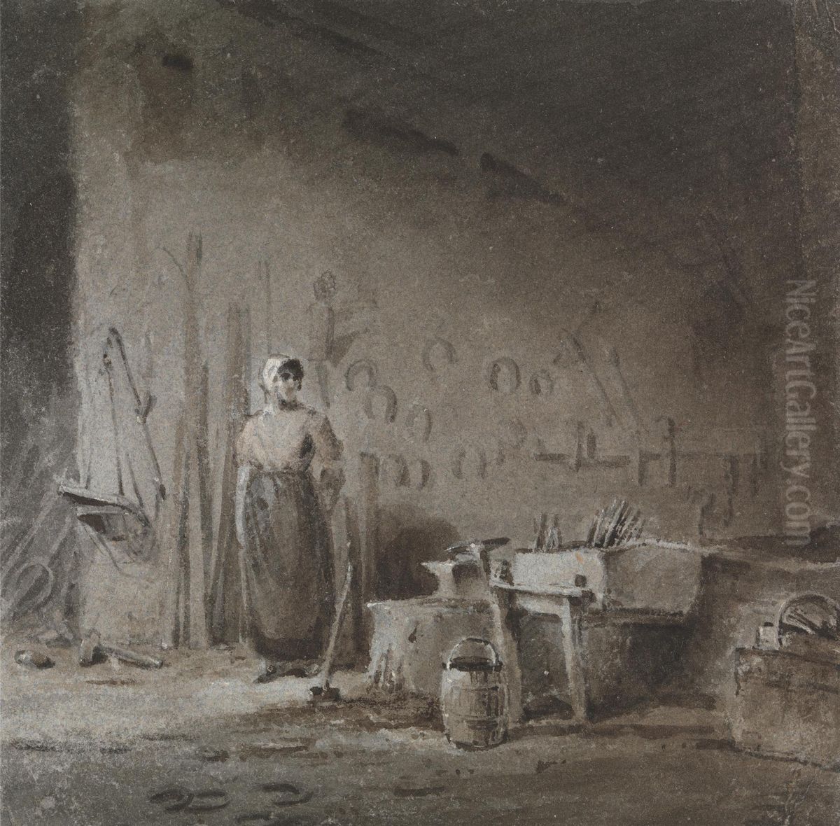 Interior of a Blacksmith's Forge Oil Painting by George Jones Interior of a Blacksmith's Forge Oil Painting by George Jones