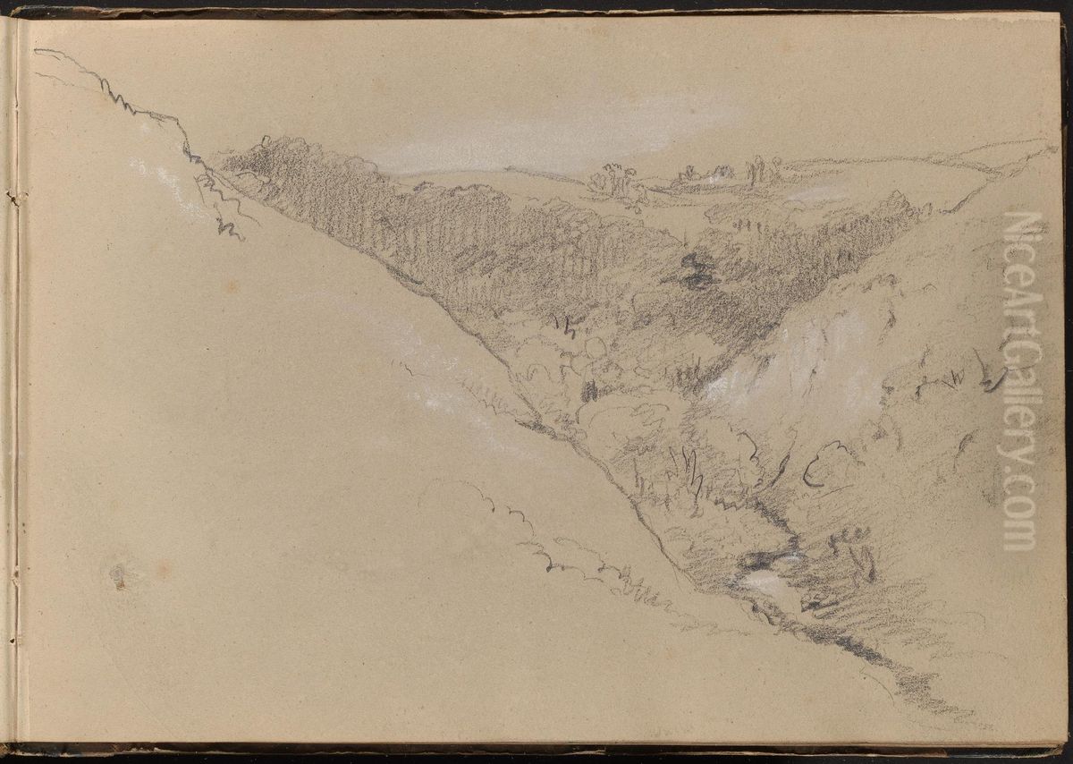 Landscape with Hills and Forest Oil Painting by William Brockedon