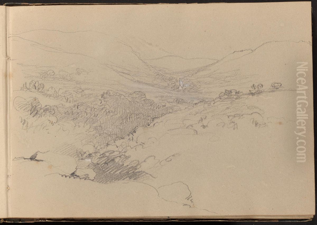 Valley Scene Oil Painting by William Brockedon