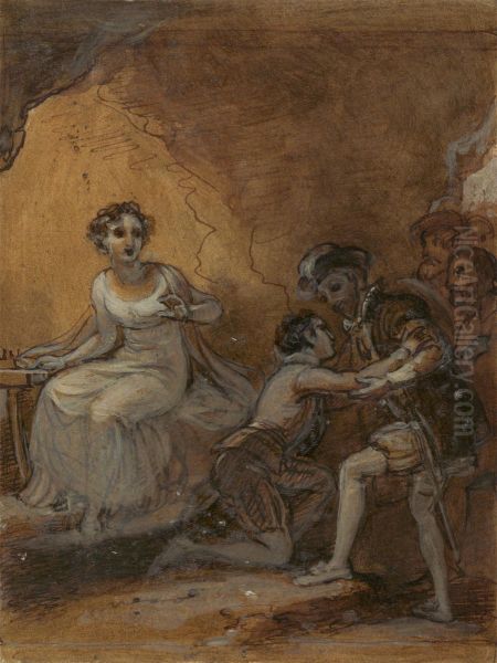 Ferdinand Reunited with his Father Oil Painting by Robert Smirke